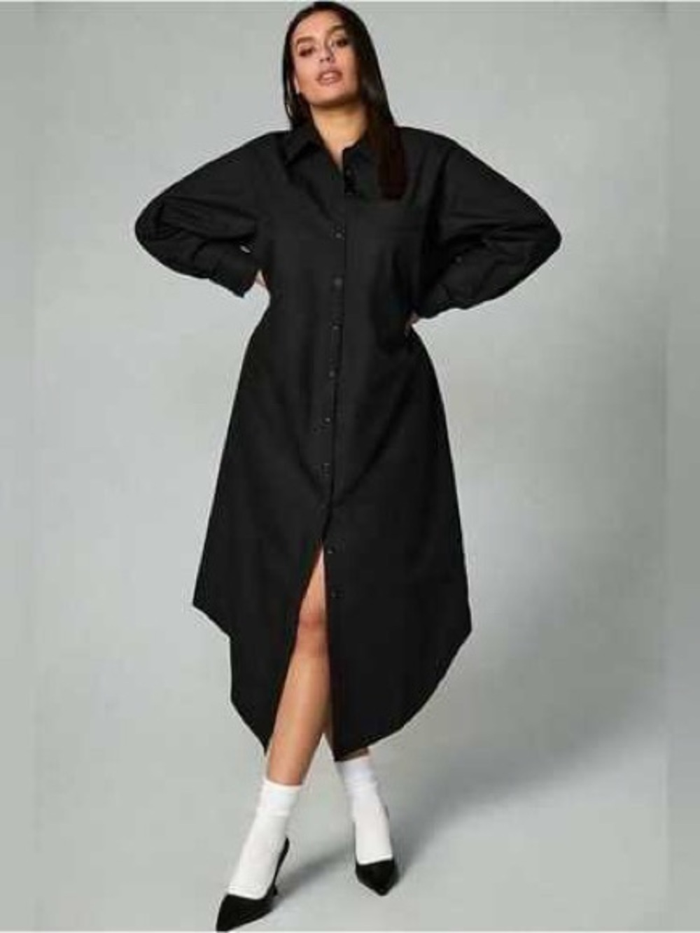Anthropologie Maeve black long sleeve shirt dress size SP